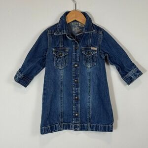 Vintage B.U.M. Equipment Baby Bum Denim Shirt Dress Blue 18 Months Cotton